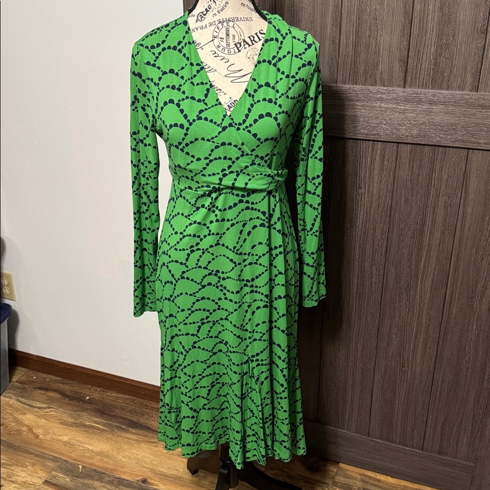 Boden Paris Viscose Jersey Flair Longsleeved Stretch Dress, 8P